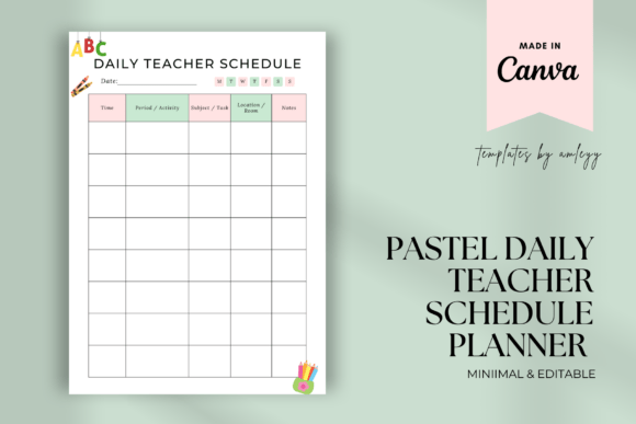 Pastel Daily Teacher Schedule Planner