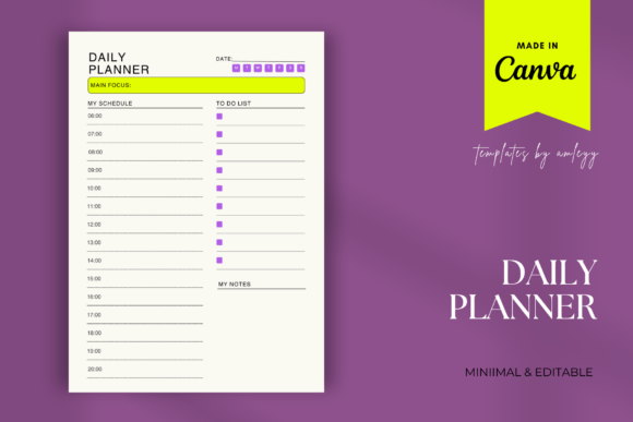 Stay Organized with Daily Planner Template Canva Editable
