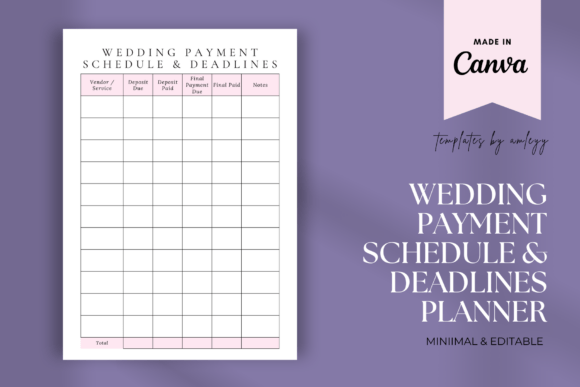 Wedding Payment Schedule Deadlines